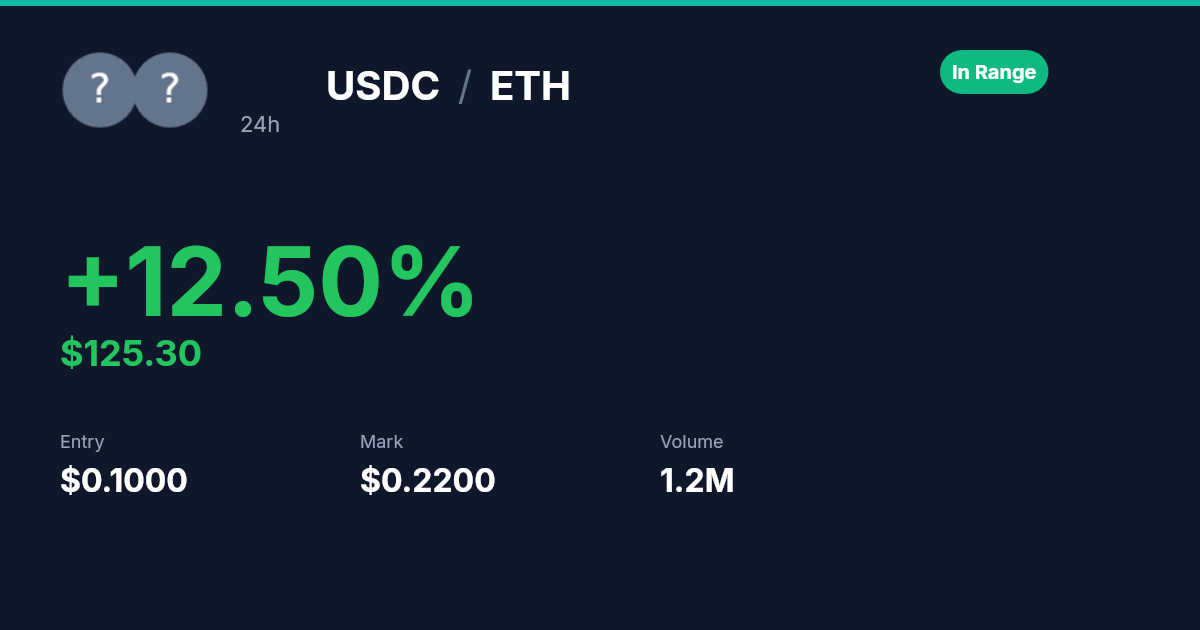 Live-rendered crypto LP-card preview reflecting the demo controls