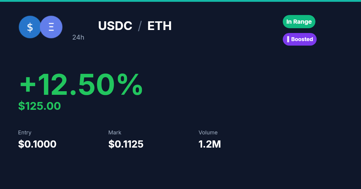 Live-rendered crypto LP-card preview reflecting the demo controls